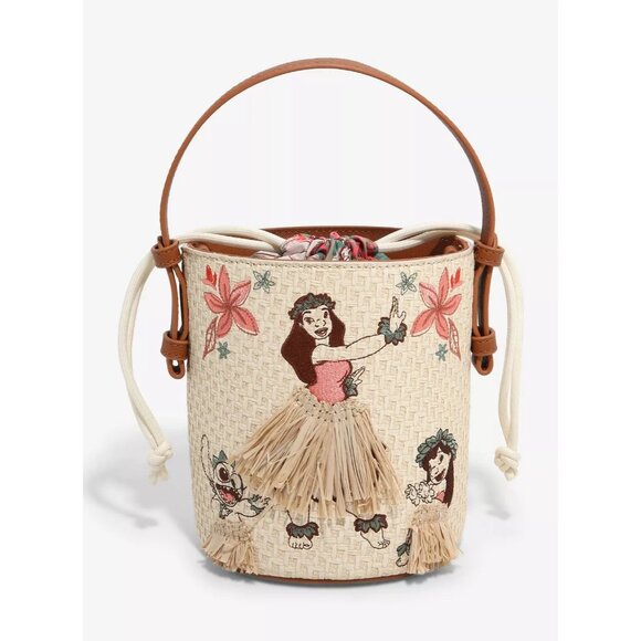 NWT Loungefly Disney Lilo & Stitch Hula Group Floral Bucket Crossbody Bag - Picture 1 of 5